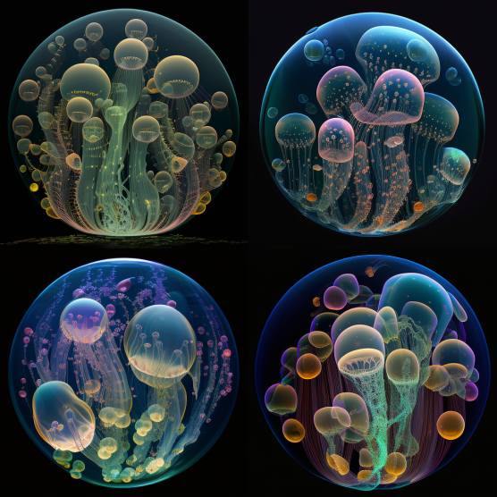 chellyfish in bubbles
